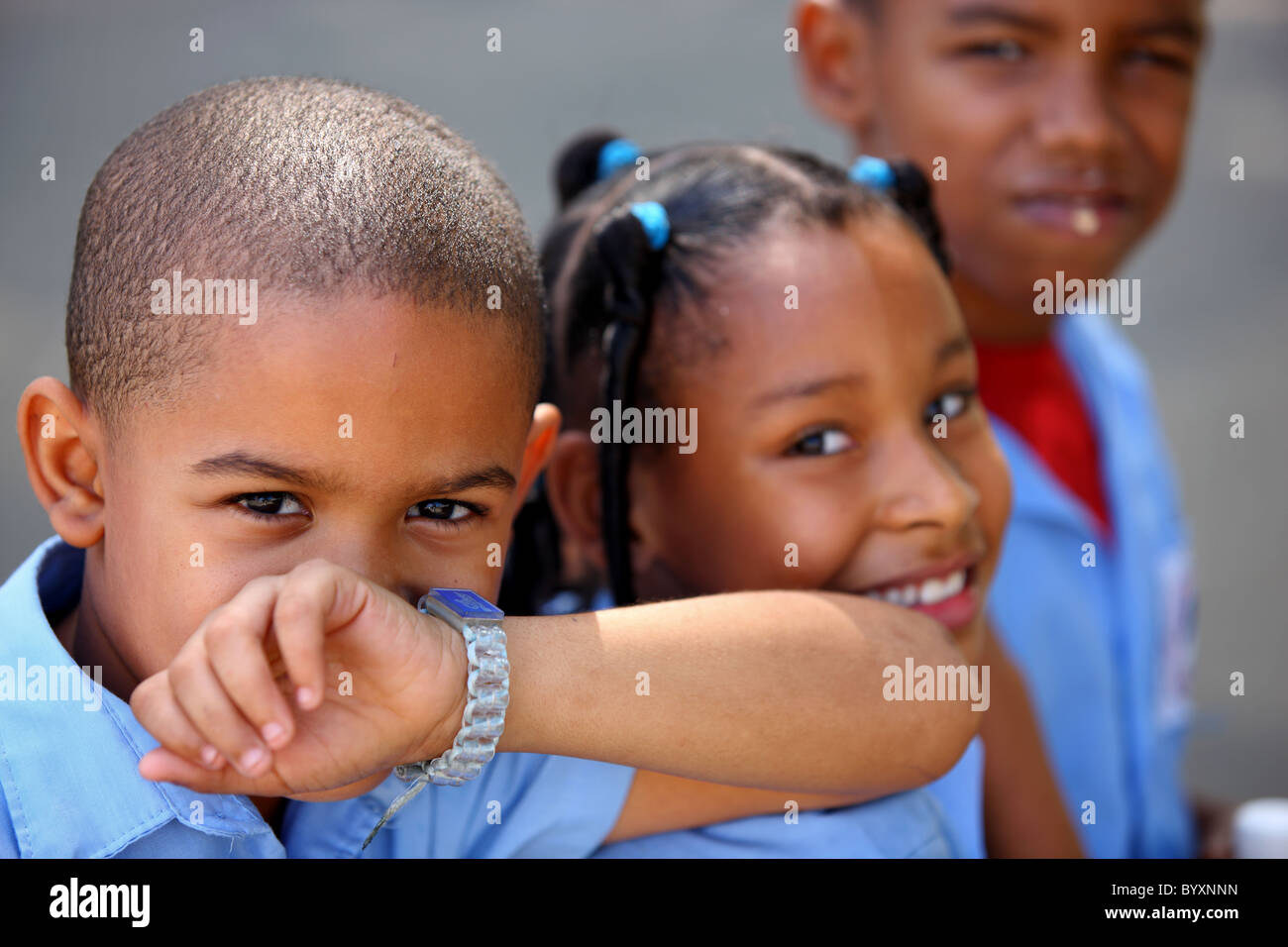 Dominican Republic, Santo Domingo, children in school uniform, Caribbean Stock Photo Alamy