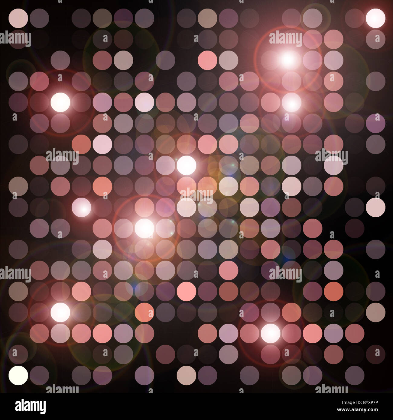 Circles geometric pattern and flashing lights background. Abstract digital illustration. Stock Photo