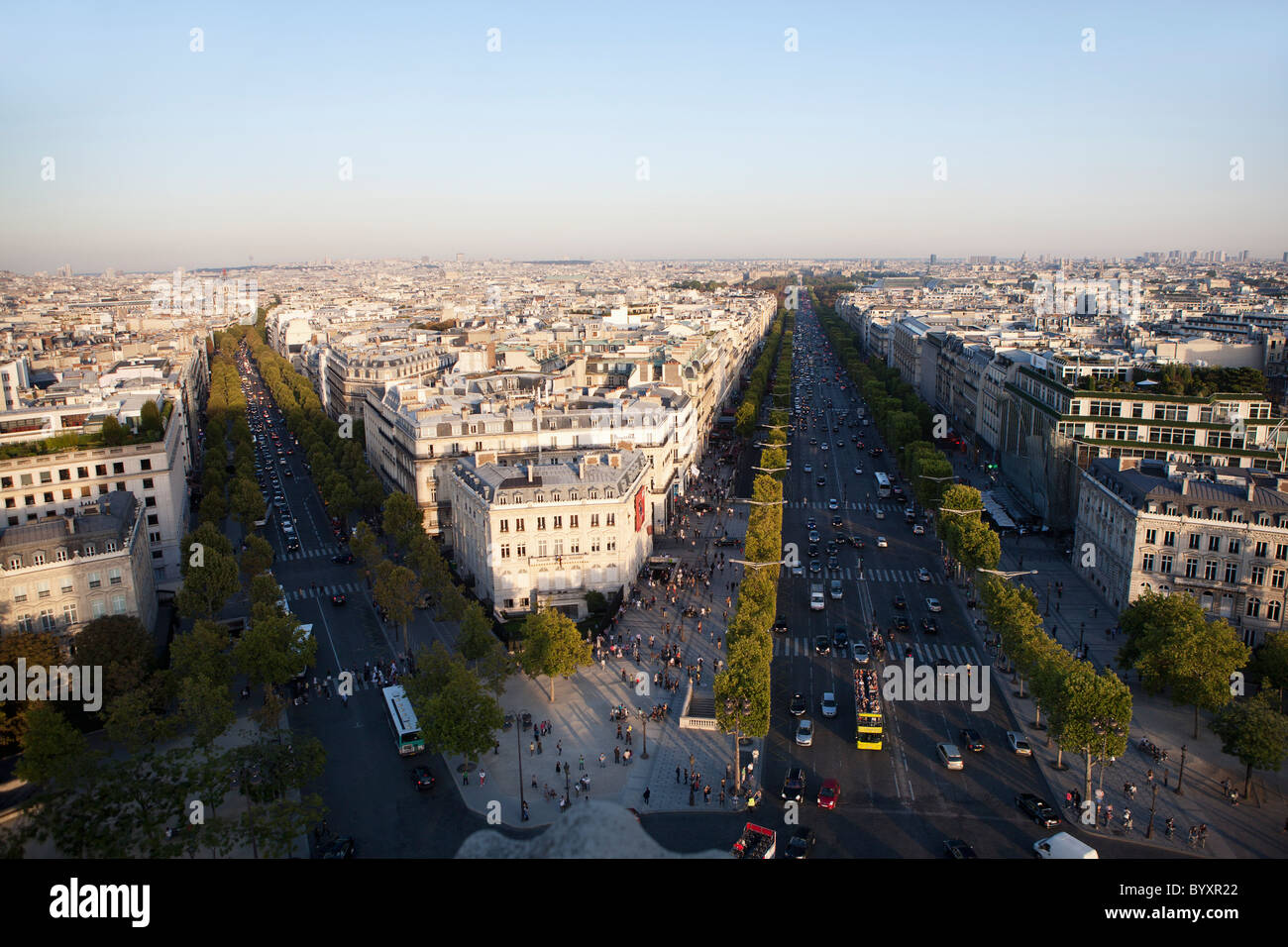 high angle view of paris with the avenue des  champs-élysées; paris, france Stock Photo