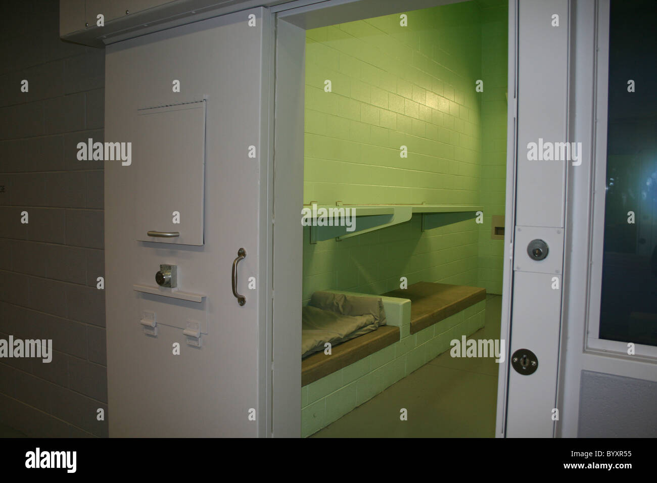Peering into a modern early 21st century US jail cell. Cold, bland