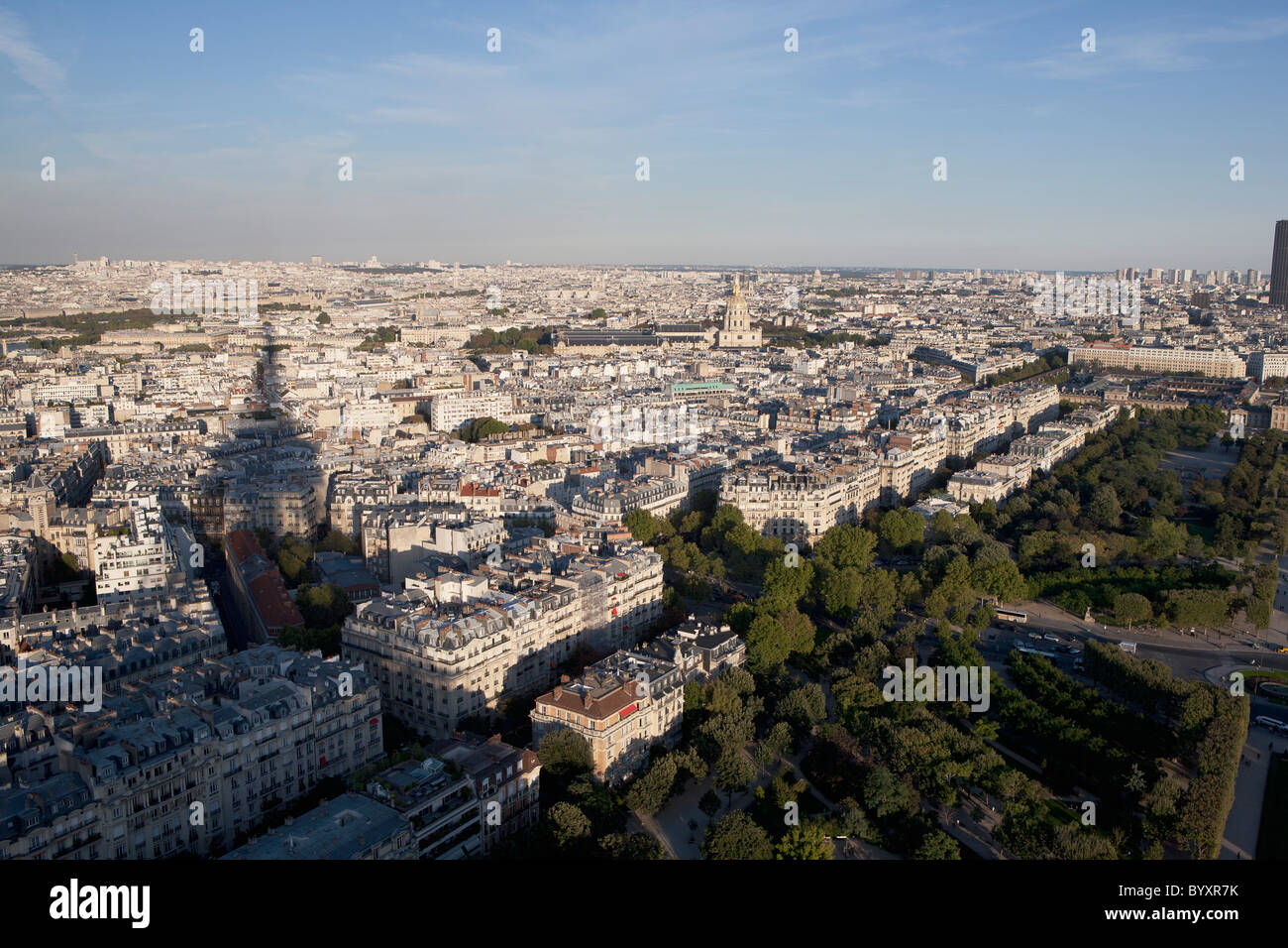high angle view of paris from on top of the eiffel tower at sunset; paris, france Stock Photo