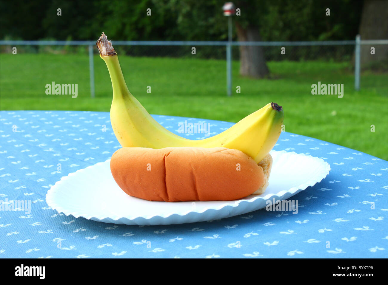 Banana dog in a bun Stock Photo Alamy