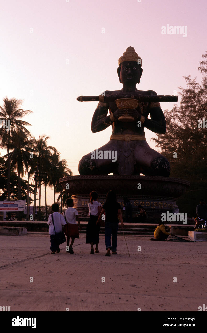 Statue of Dambang Krognuing in the colonial town of Battambang- Battambang, Cambodia. Stock Photo