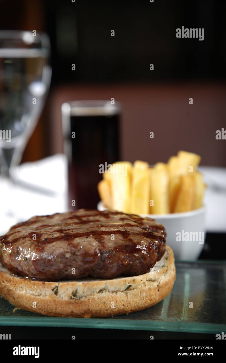 Close up of burger and french fries Stock Photo - Alamy