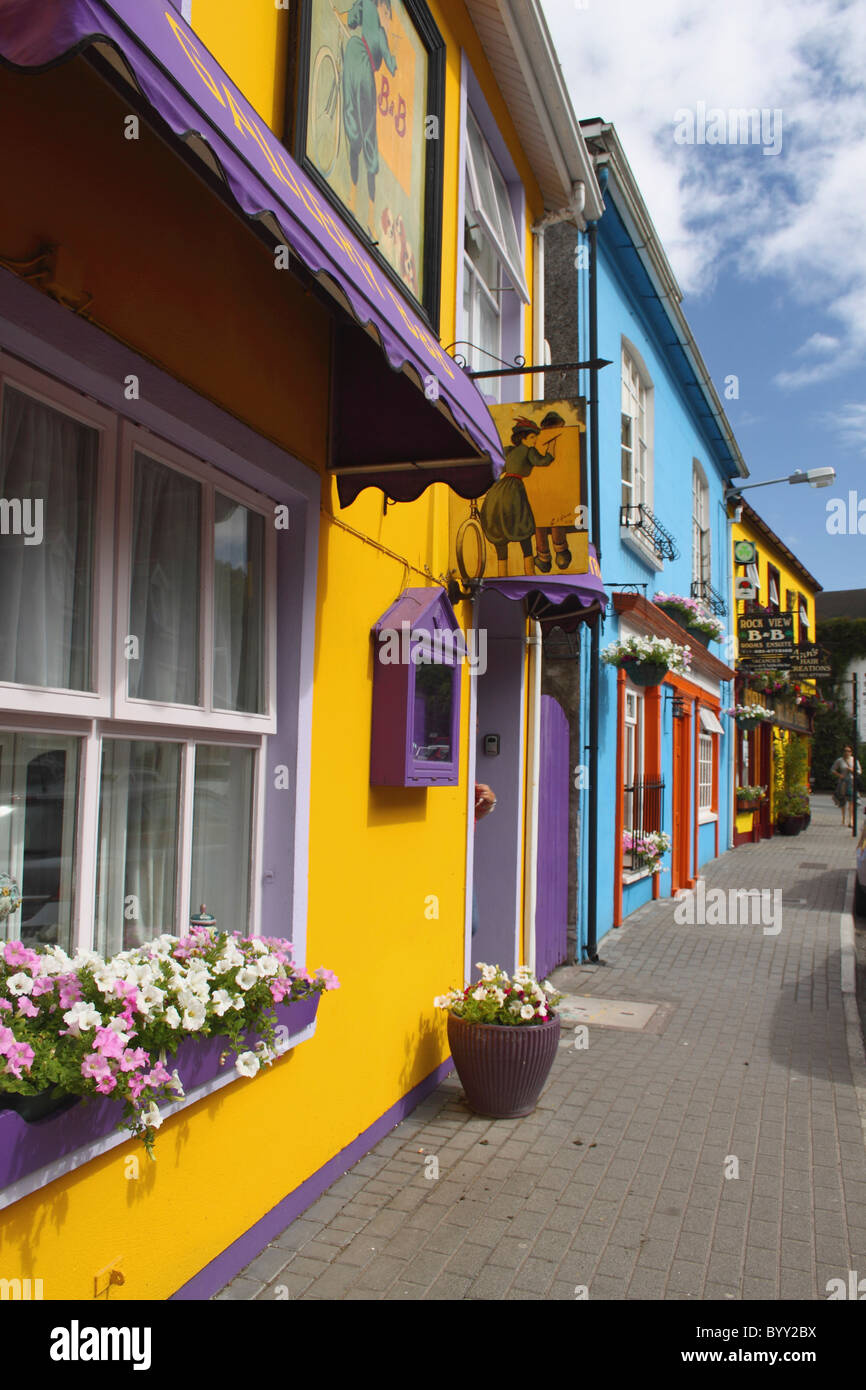 painted buildings on main street in kinsale in munster region; kinsale, county cork, ireland Stock Photo