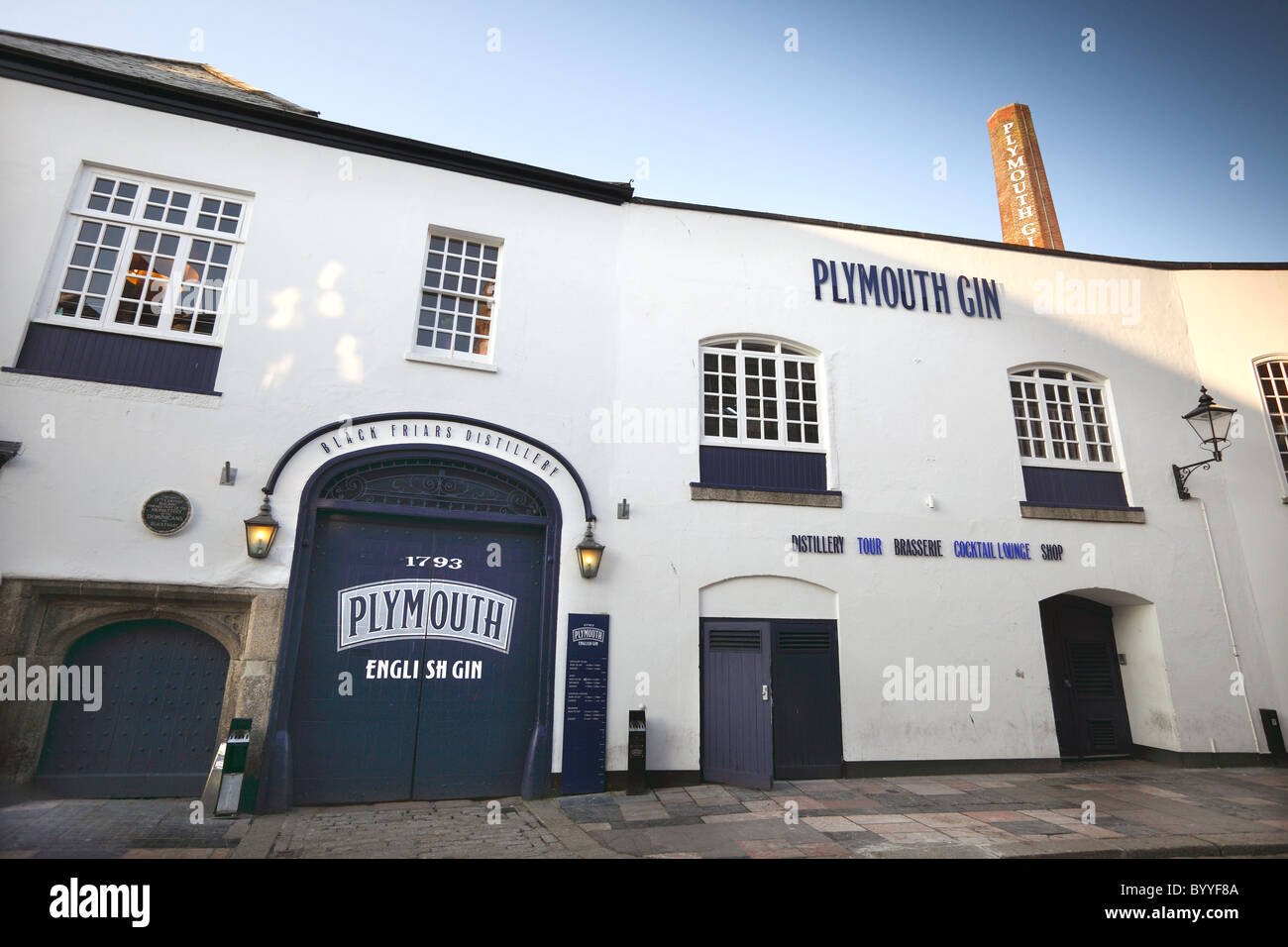 Blackfriars Distillery, home of Plymouth Gin, on the Barbican in Plymouth, Devon. Stock Photo