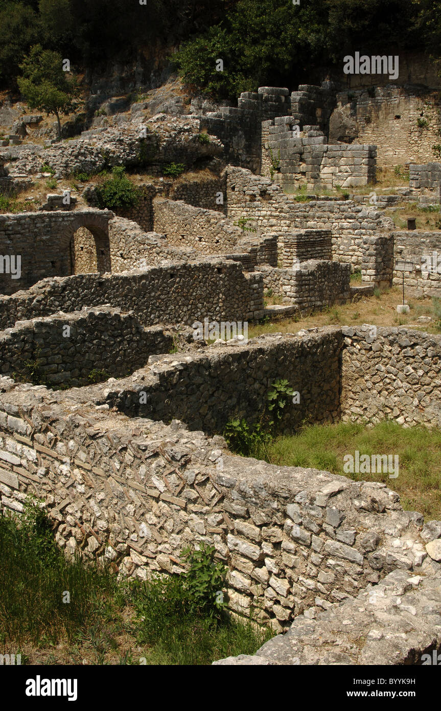 Albania. Butrint. Ruins of the Agora / Forum. 4th century BC. Stock Photo