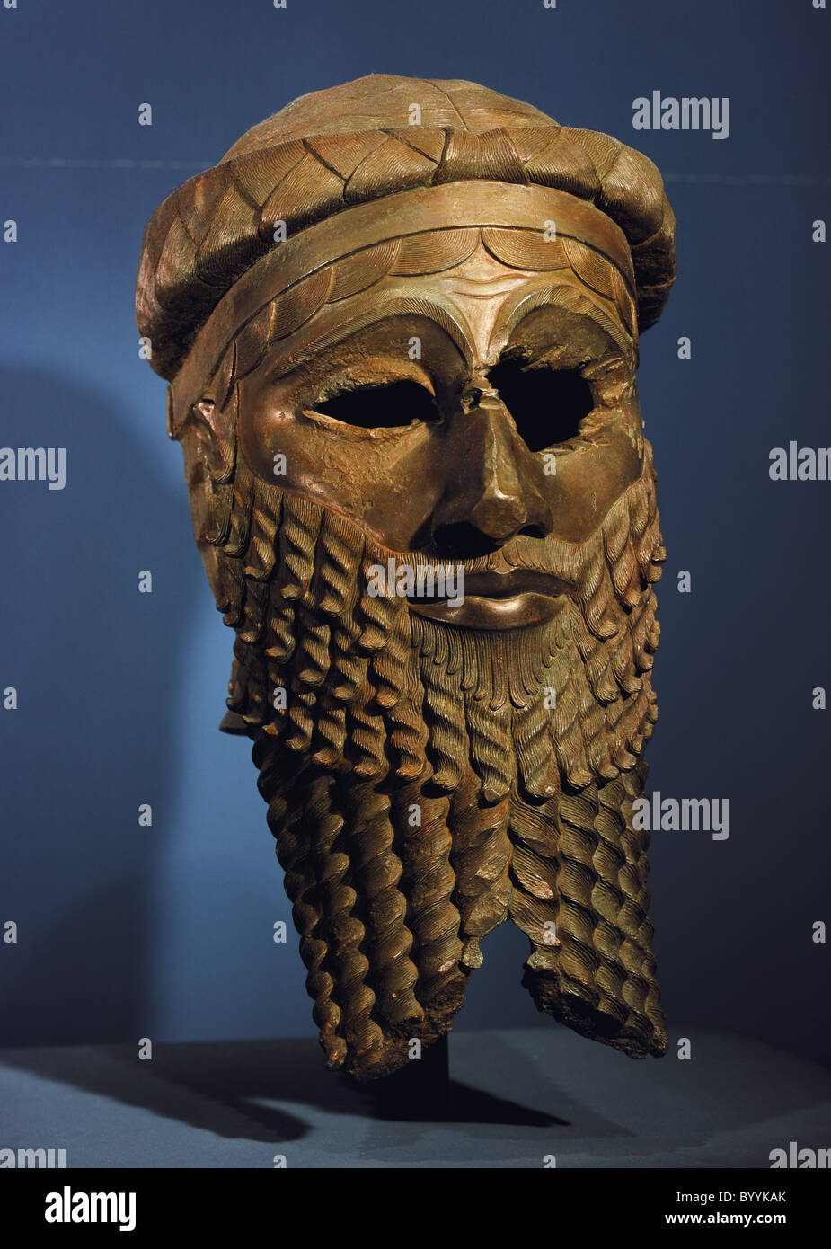 Sargon 'the Great', King of Akkad circa 2371 - 2316 BC, portrait, head, bone, gold and lapislazuli, Niniveh, 23rd/22nd century BC, Iraq, Iraqi National Museum, Bagdad, , Stock Photo