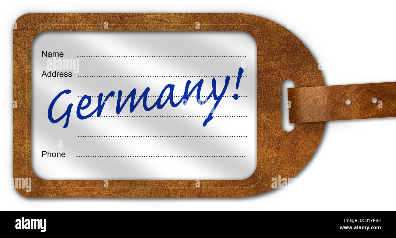 Suitcase/Luggage Label with ‘Germany!’ written on Stock Photo