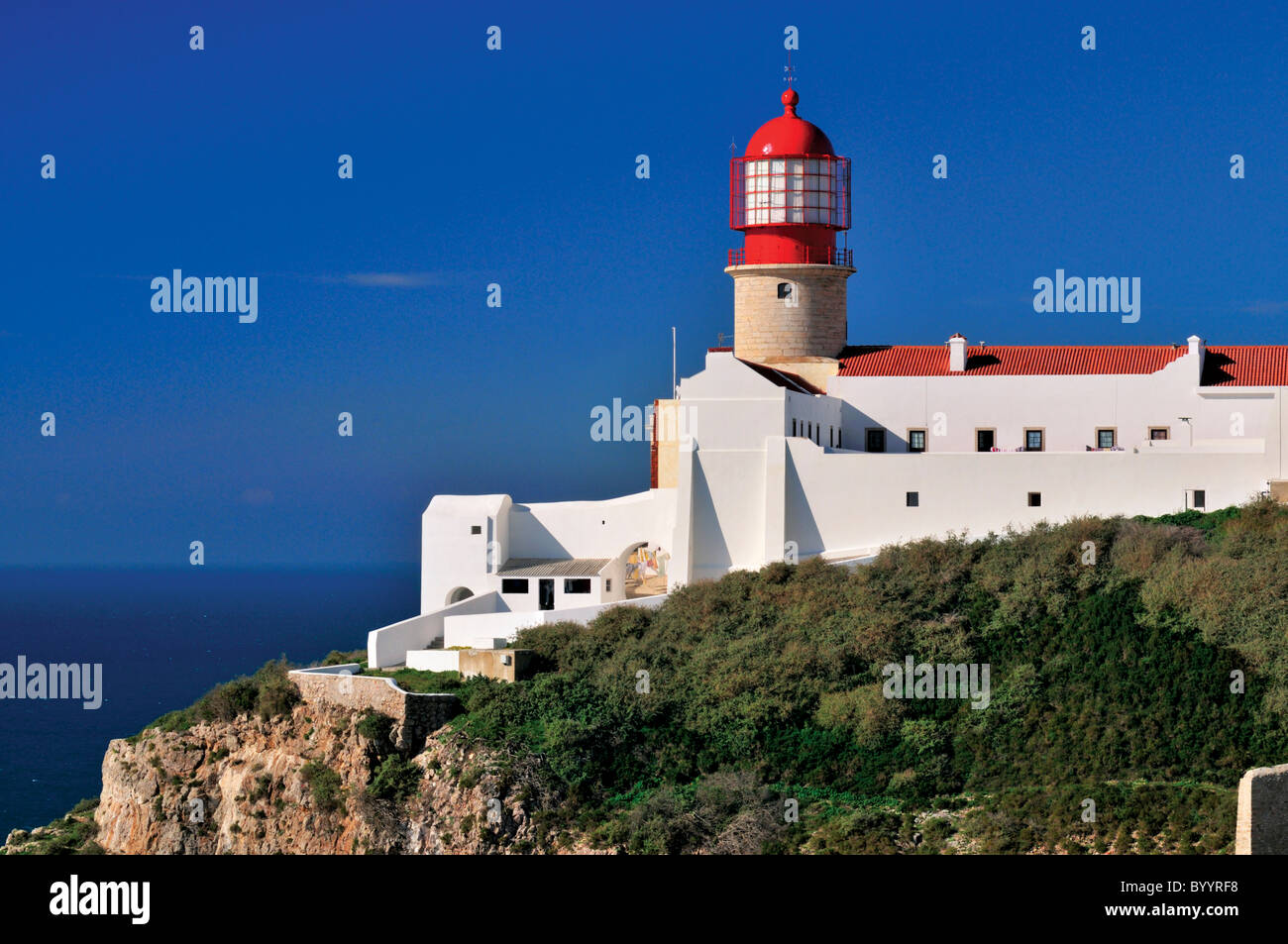 Portugal, Algarve: Lighthouse and Cape Saint Vincent near Sagres Stock ...