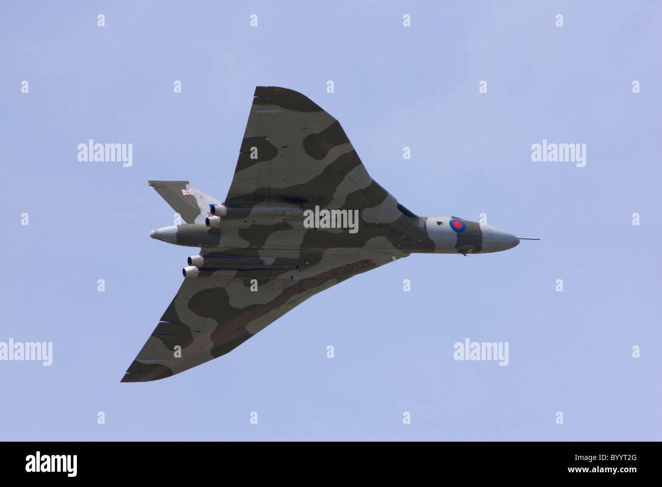 Vulcan delta-wing bomber in flight Stock Photo
