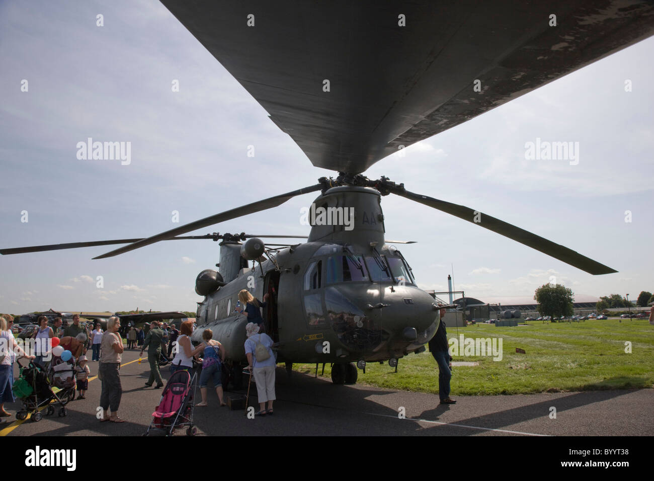 Static display of Chinook helicopter Stock Photo