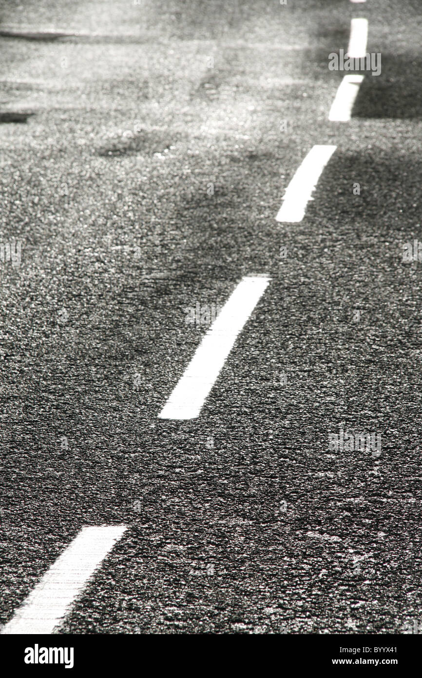 road markings on rural country road Stock Photo - Alamy