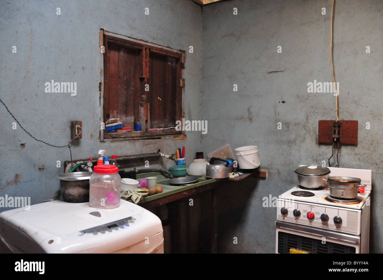 Kitchen in La Carpio Slum Costa Rica Stock Photo