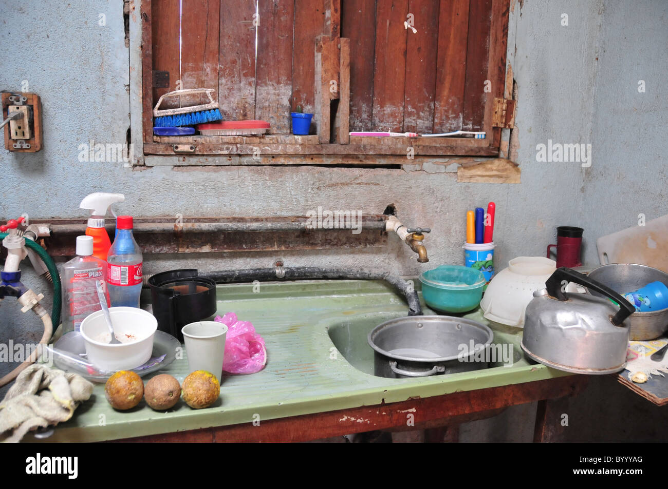 Kitchen of a poor house San José Costa Rica Stock Photo