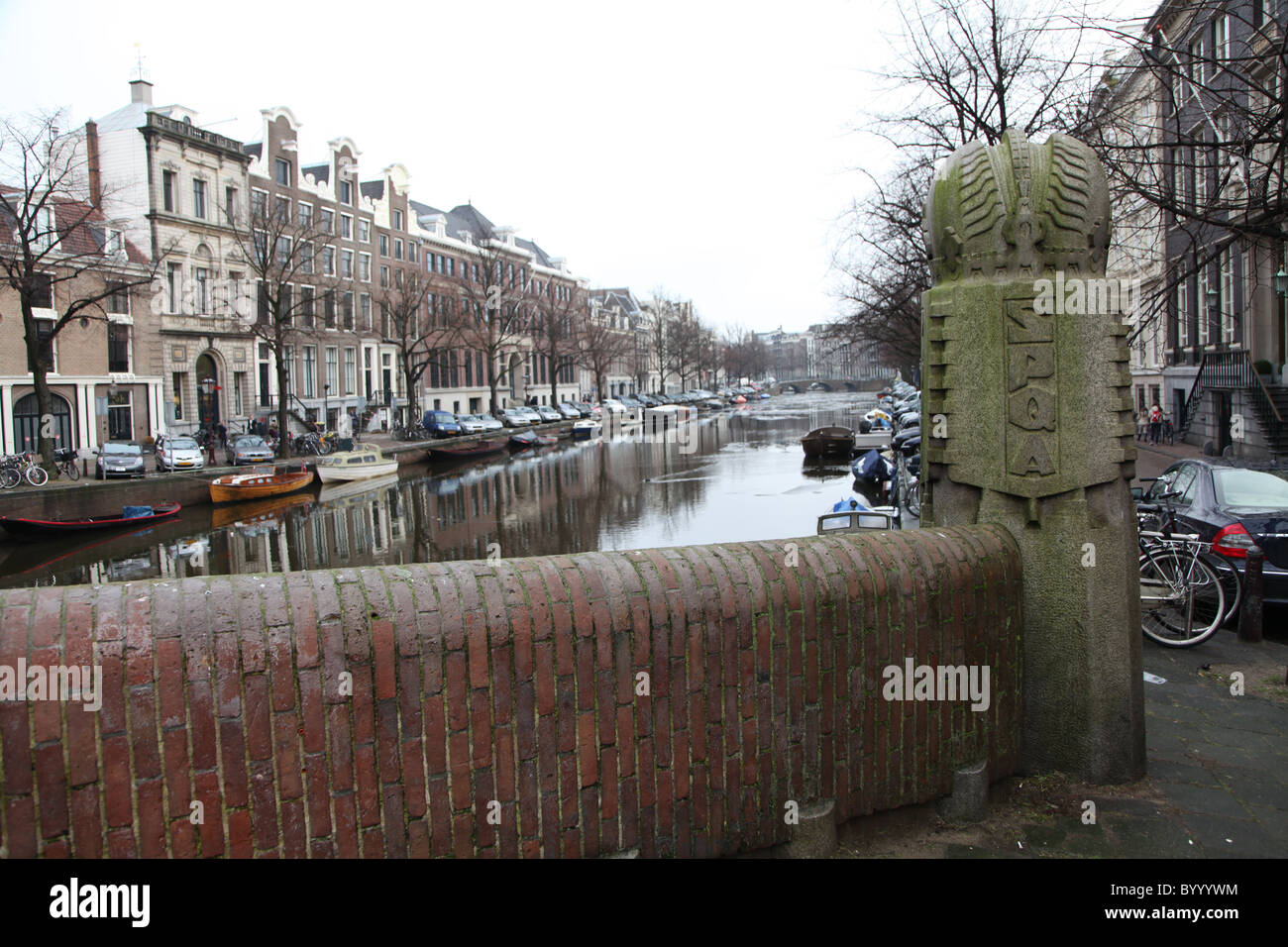 Amsterdam canal bridge Stock Photo