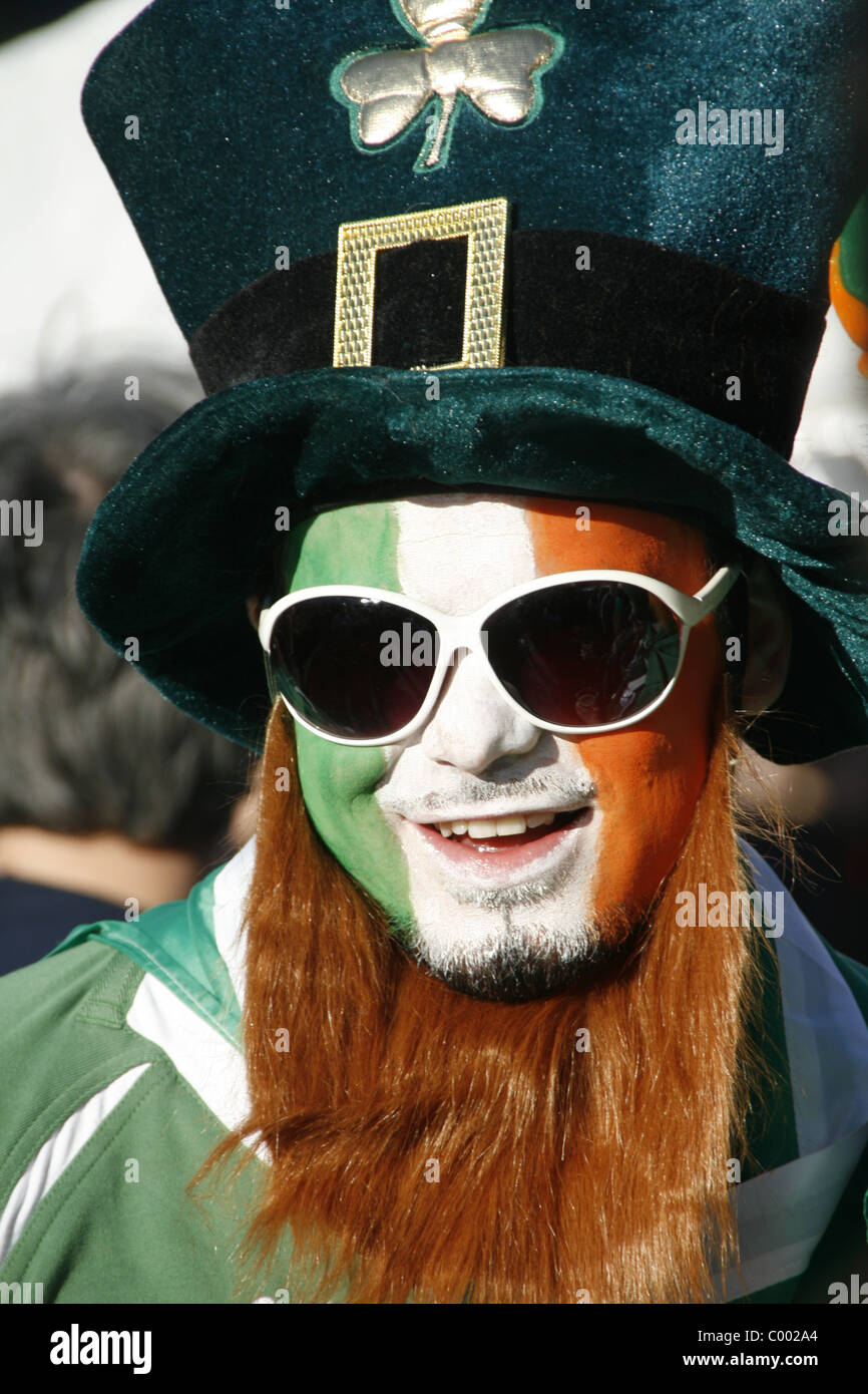 Happy Young Irish Fan Green Body Editorial Stock Photo - Stock Image