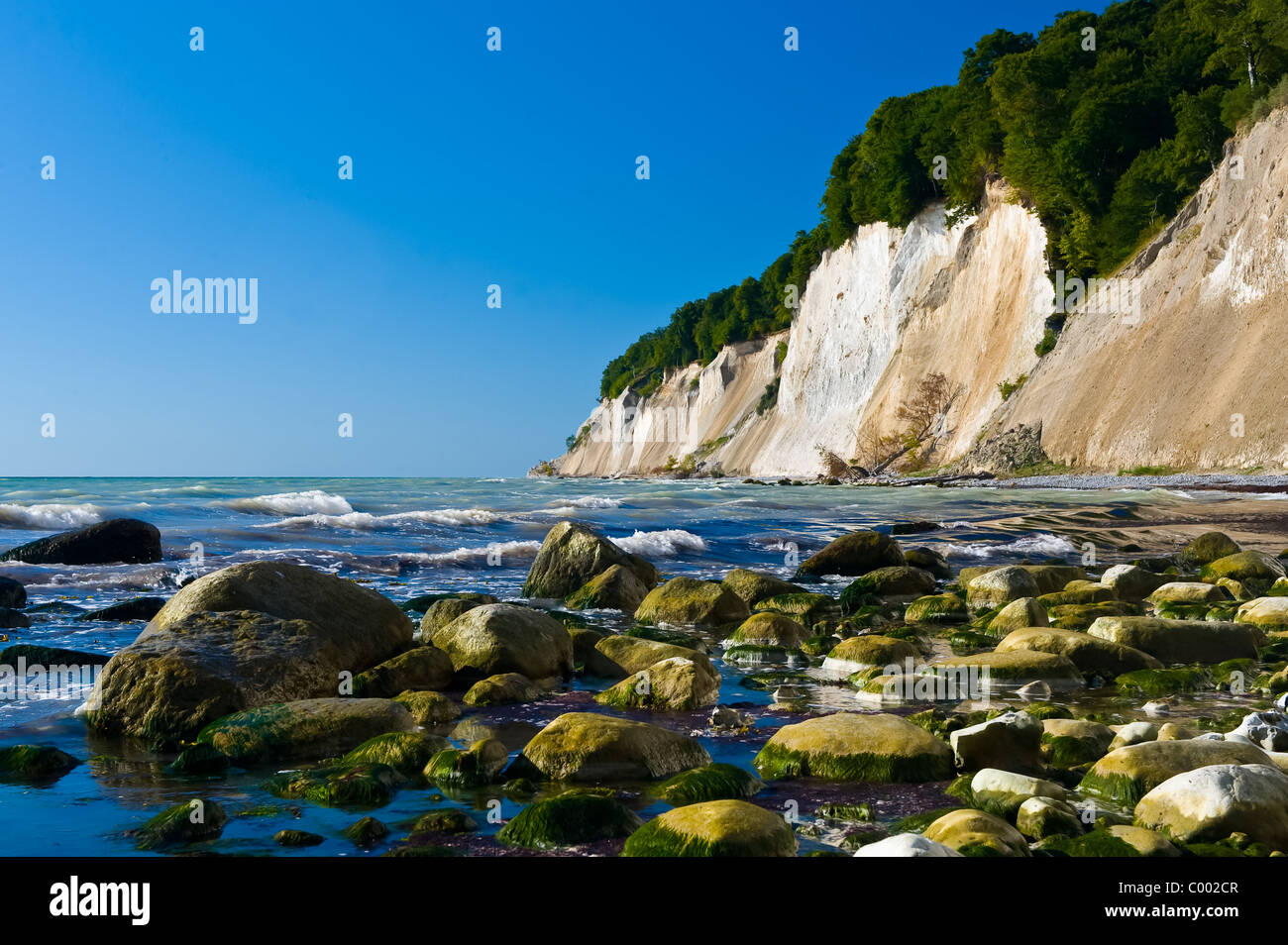 The famous chalk-cliffs at Ruegen Island, Baltic Sea Germany, Europe Stock Photo