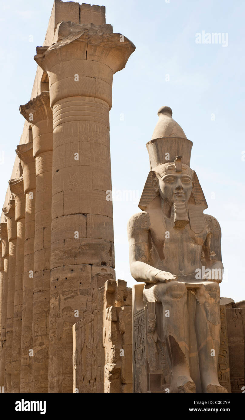 One of the large statues of Ramses II at Luxor Temple in Egypt Stock