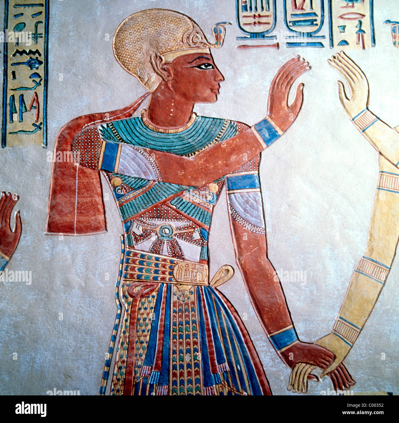 Ancient Egyptian Wall Painting in the Tomb of Prince Amon-kopshef,  Valley of the Queens, Luxor, Nile Valley, Egypt Stock Photo