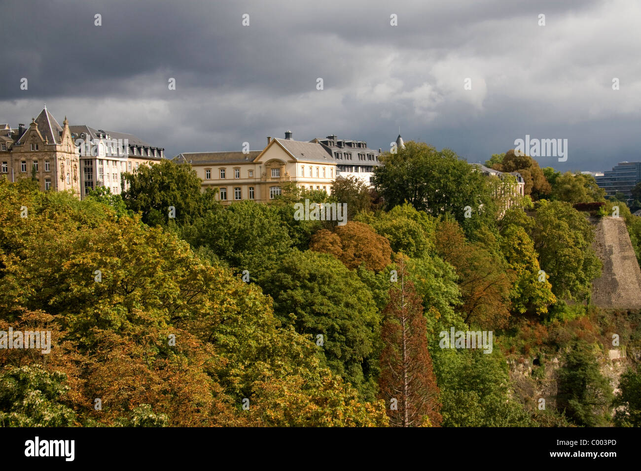 Vallee de la Petrusse in Luxembourg City, Luxembourg. Stock Photo