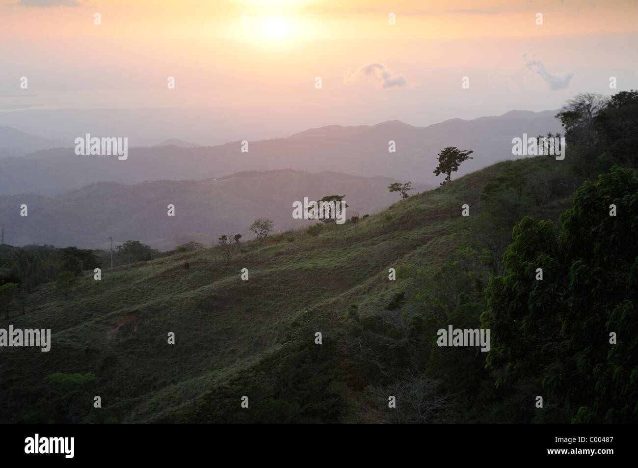 Evening sun ower the western slopes of Cordillera Central Stock Photo
