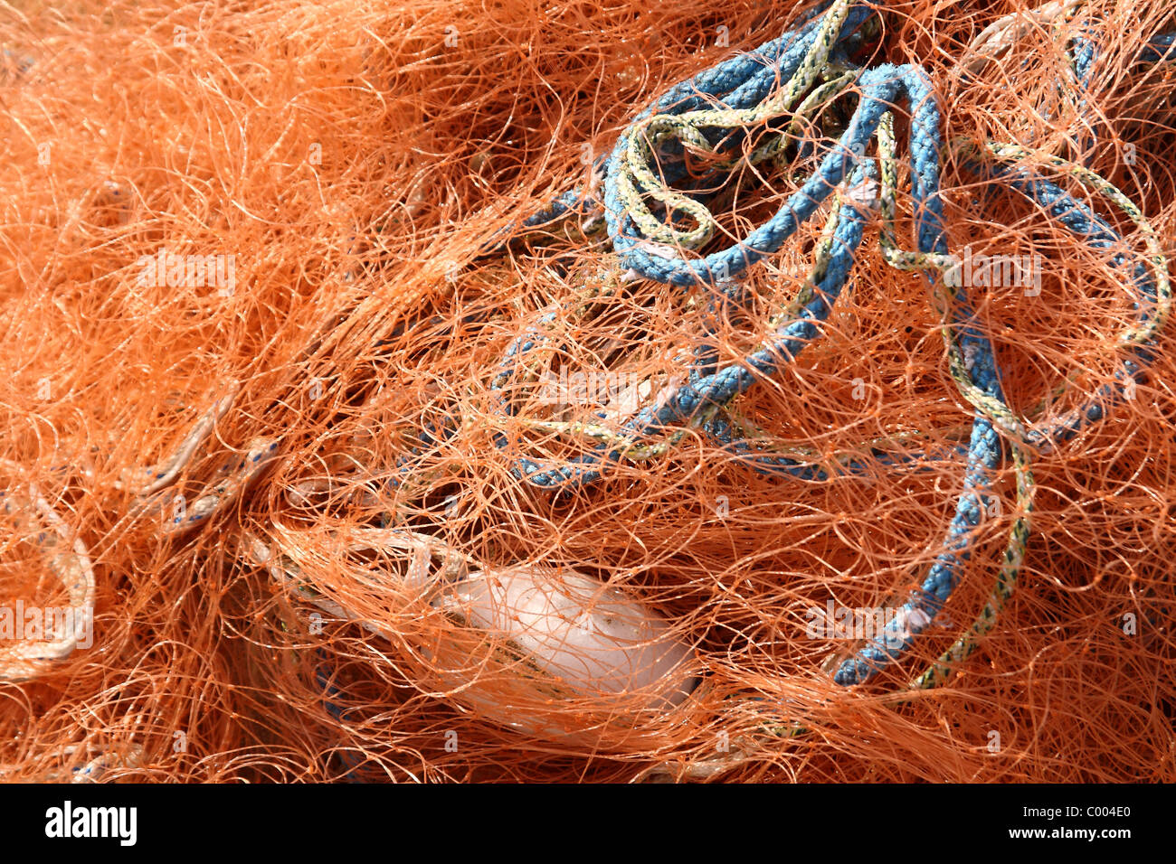 Close-up of entangled fishing net Stock Photo
