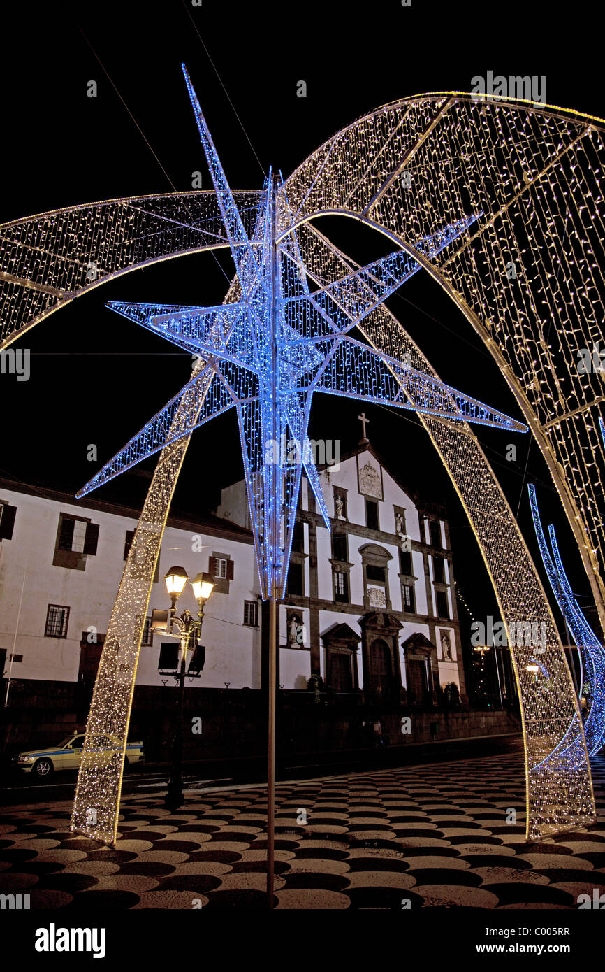 Christmas lights in Funchal Madeira Stock Photo Alamy