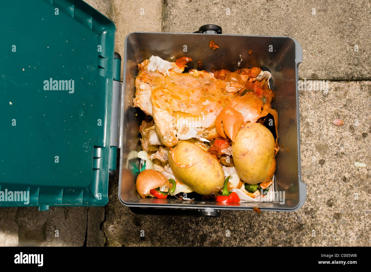 A full Food Recycling Bin Stock Photo