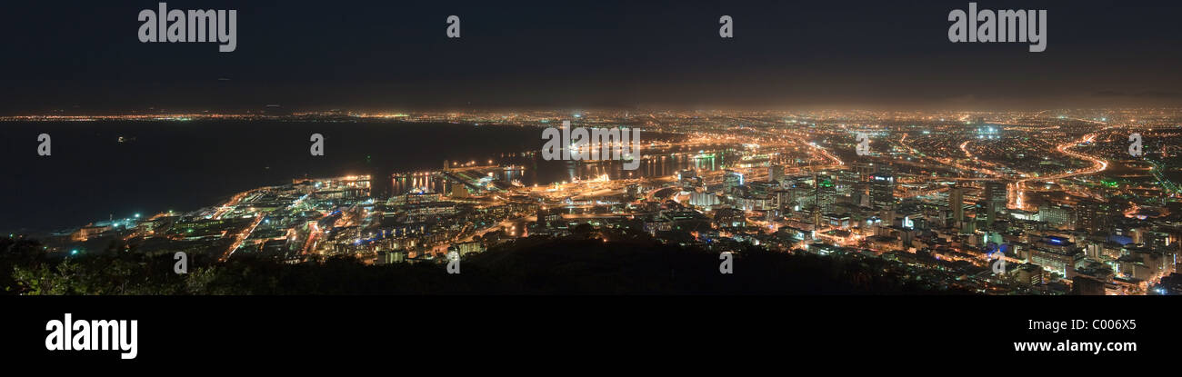 Cape Town at night panoramic view from Signal Hill South Africa Stock Photo