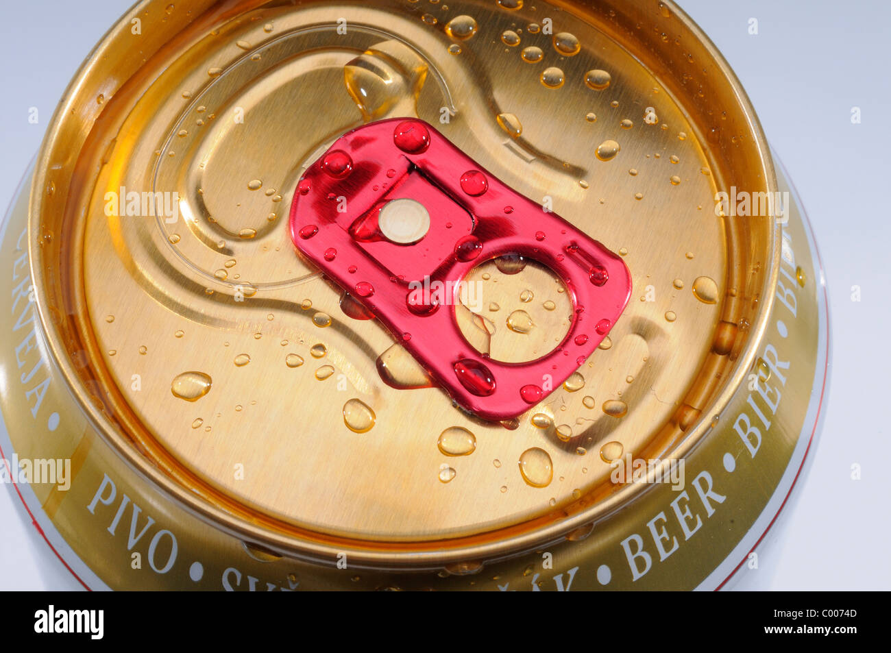 Ice Cold Metal Beer Can With Ring Pull Covered In Water Drops Stock Photo