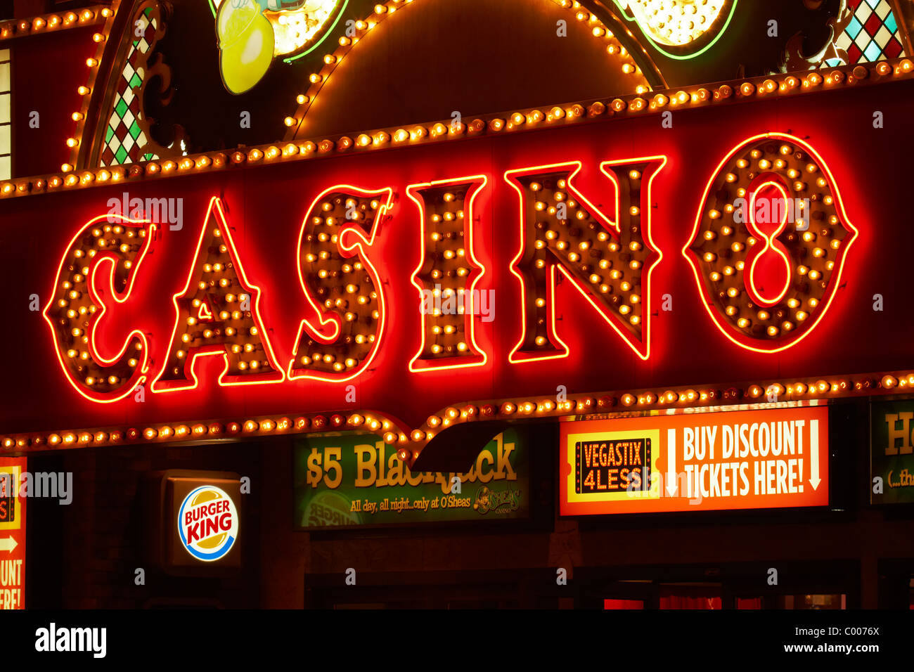 Las Vegas Casino Entrance - Neon Signs Stock Photo