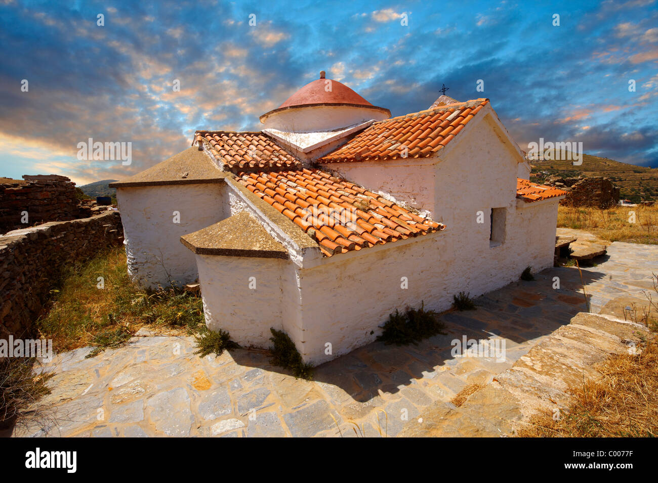 The 17th Century Byzantine Greek Orthodox Monastery of Agia Anna ( St Anne) 17th Century Stock Photo