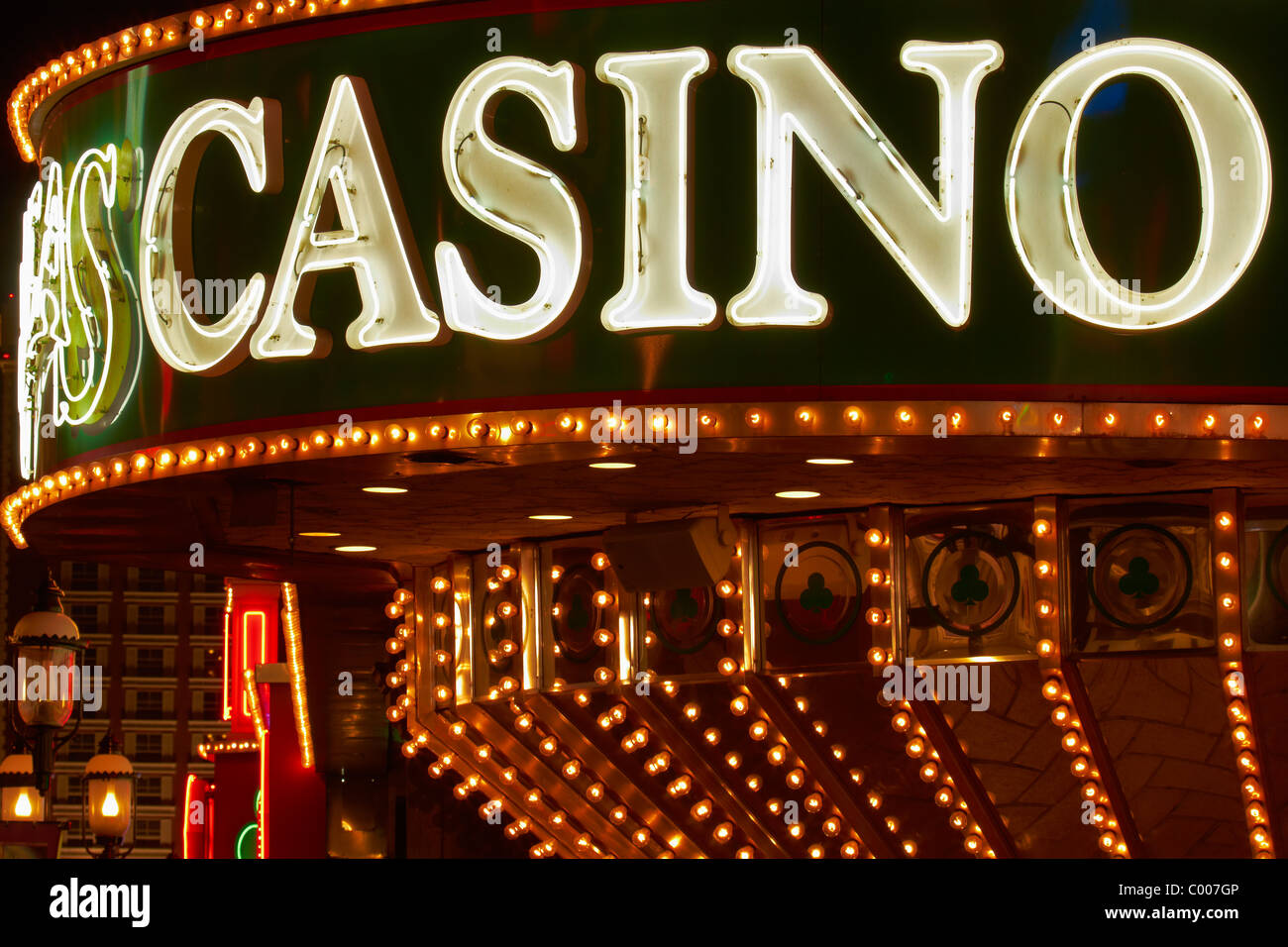Las Vegas Casino Entrance - Neon Signs Stock Photo