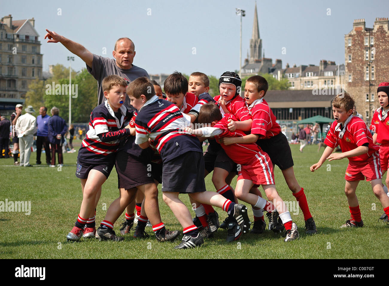 young boys playing rugby at a tournament in bath, UK Stock Photo Alamy