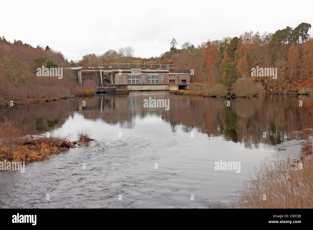 Kilmorack Hydro-Electric Power Station on the River Beauly viewed from downstream Stock Photo