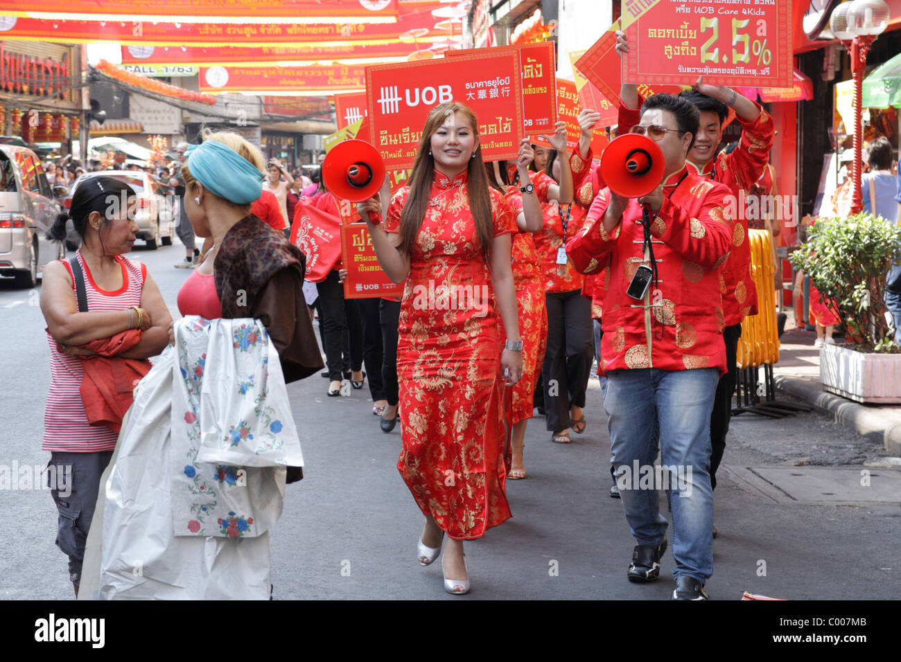 People in Chinese Traditional Dress in Chinese new year festival Stock