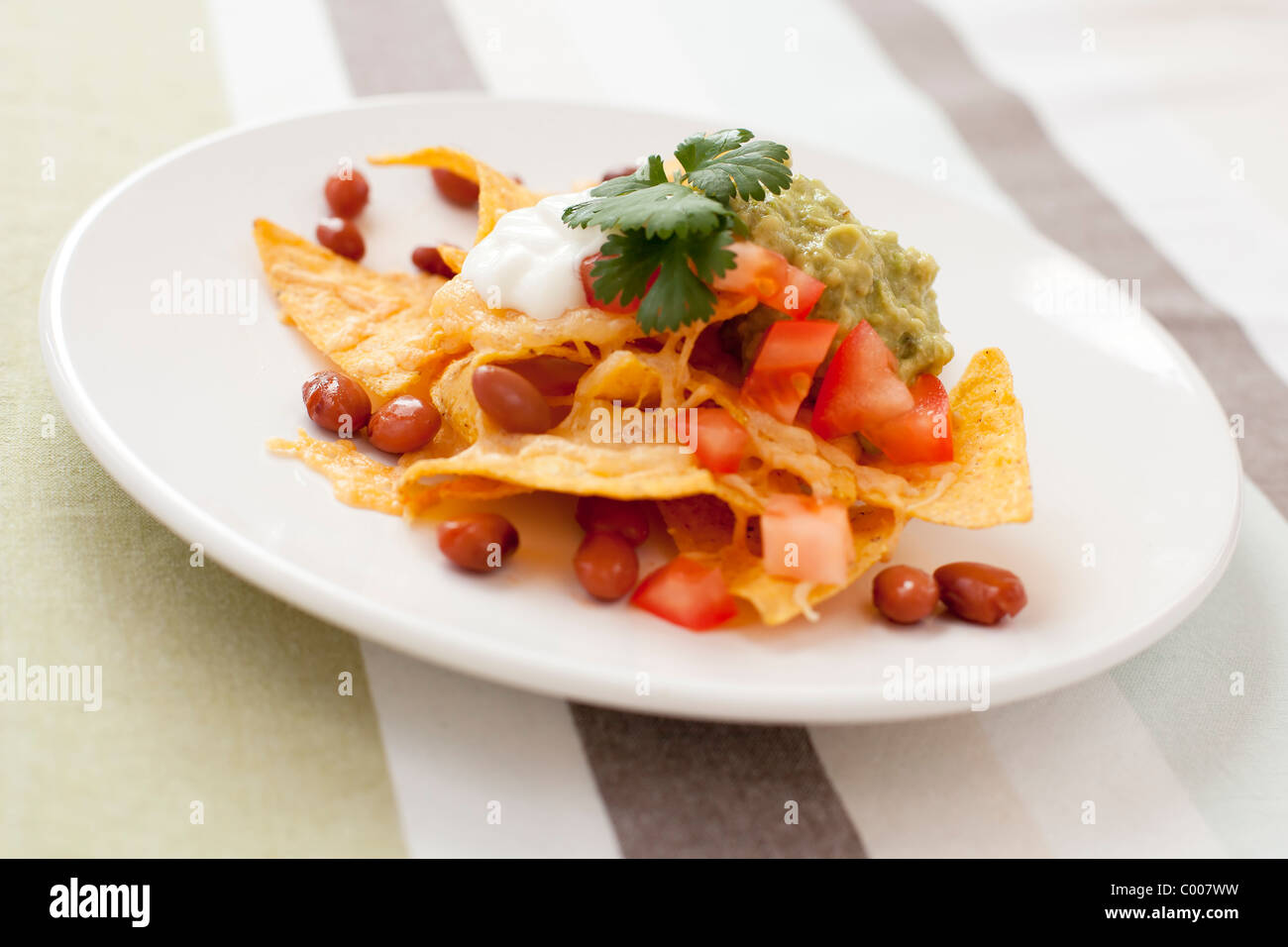 Fresh nacho chips beans tomatoes hires stock photography and images
