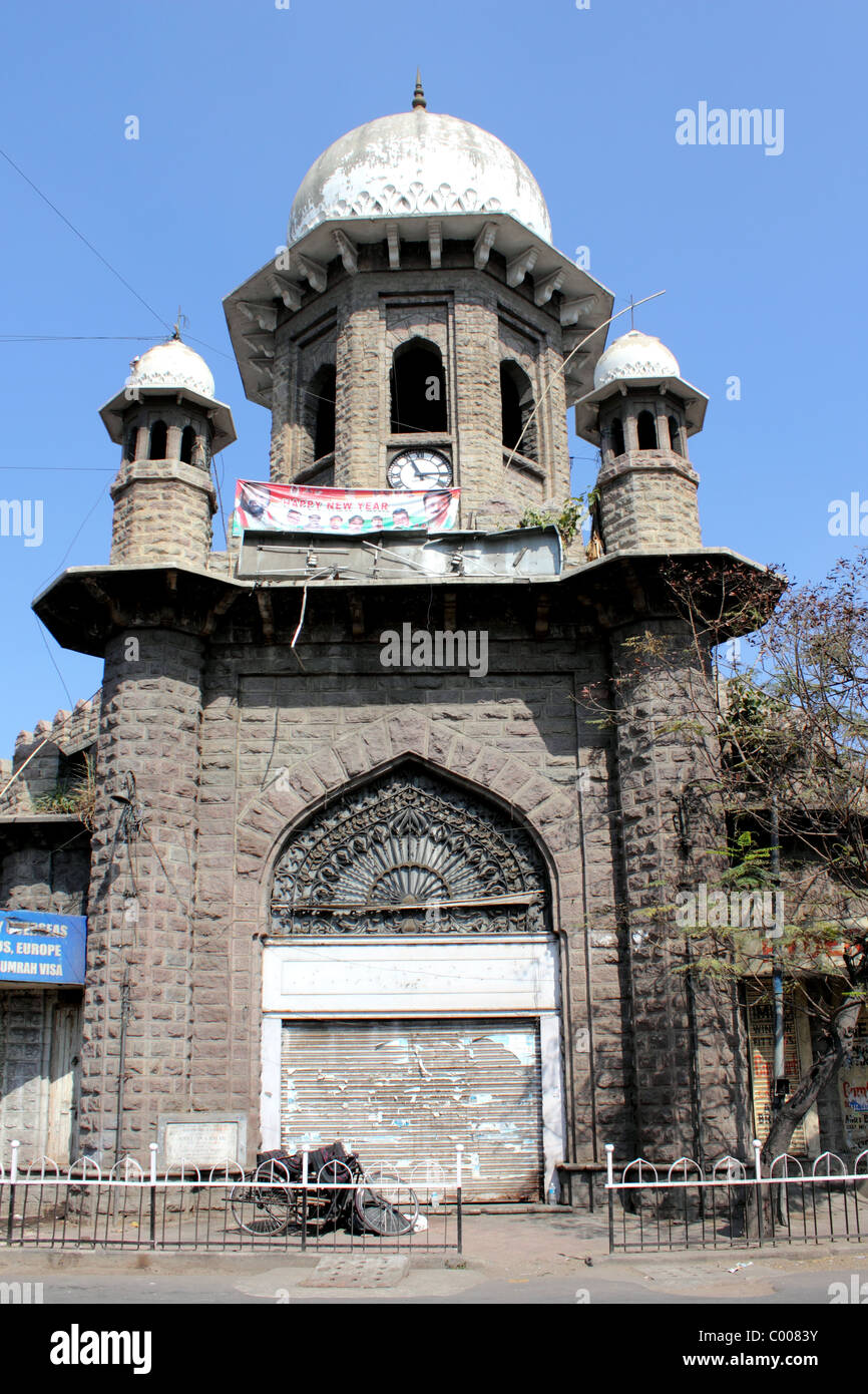 Upright view of main tower of Mozamjahi Market, Hyderabad India Stock