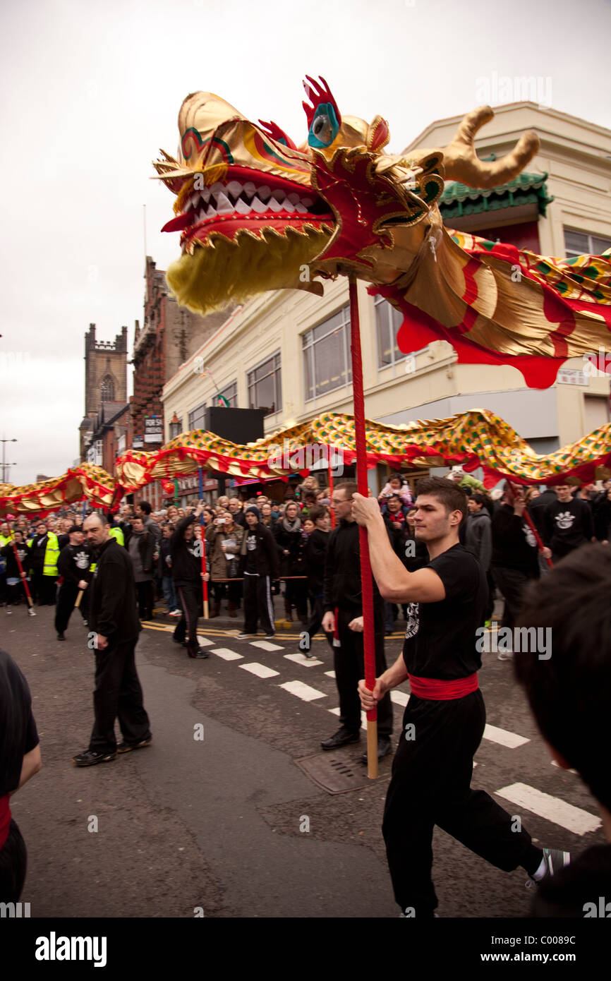 A ceremonial dragon puppet used in Chinese New Year celebrations Stock Photo