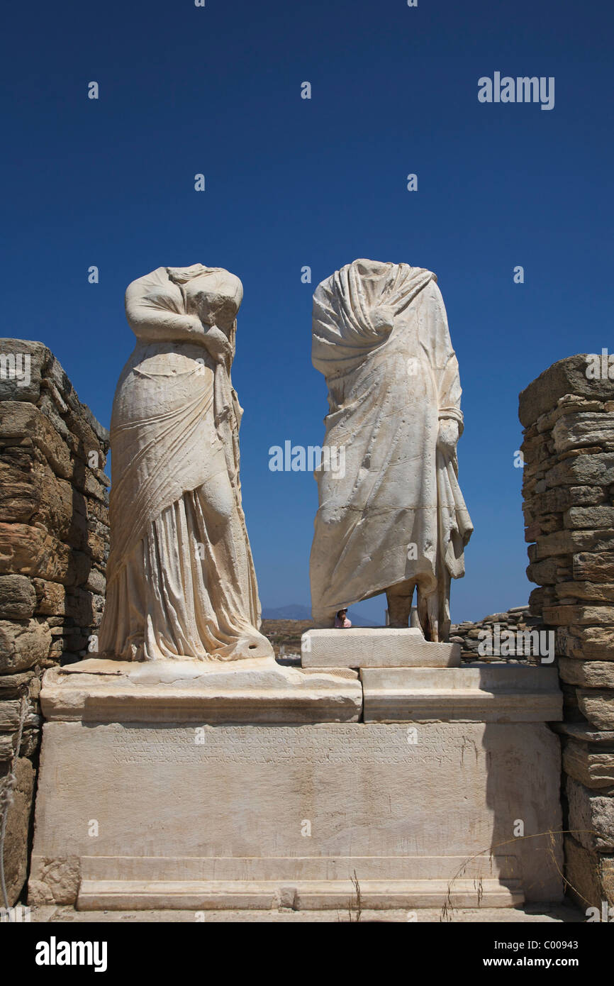 Delos,Mykonos,Greece,marble,statues,Cleopatra Stock Photo
