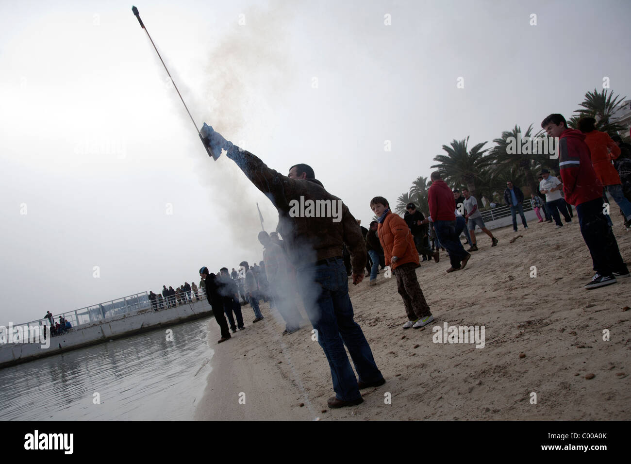 fireworks at the saint anthony festival in puerto pollensa in mallorca spain Stock Photo Alamy