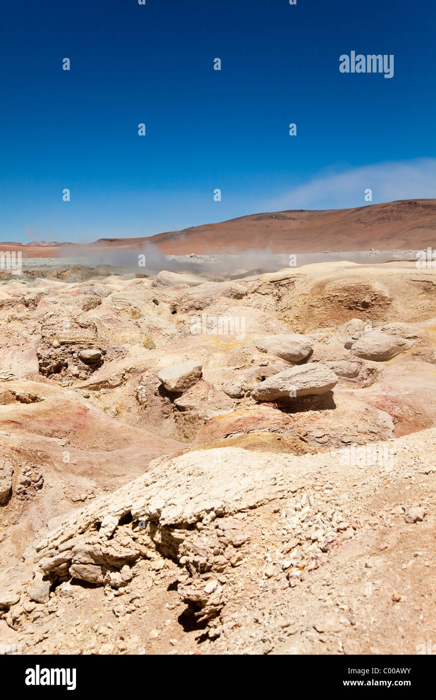 Sol de Mañana geothermal field in Sur Lípez, Potosi, south-western, Bolivia, South America. Stock Photo