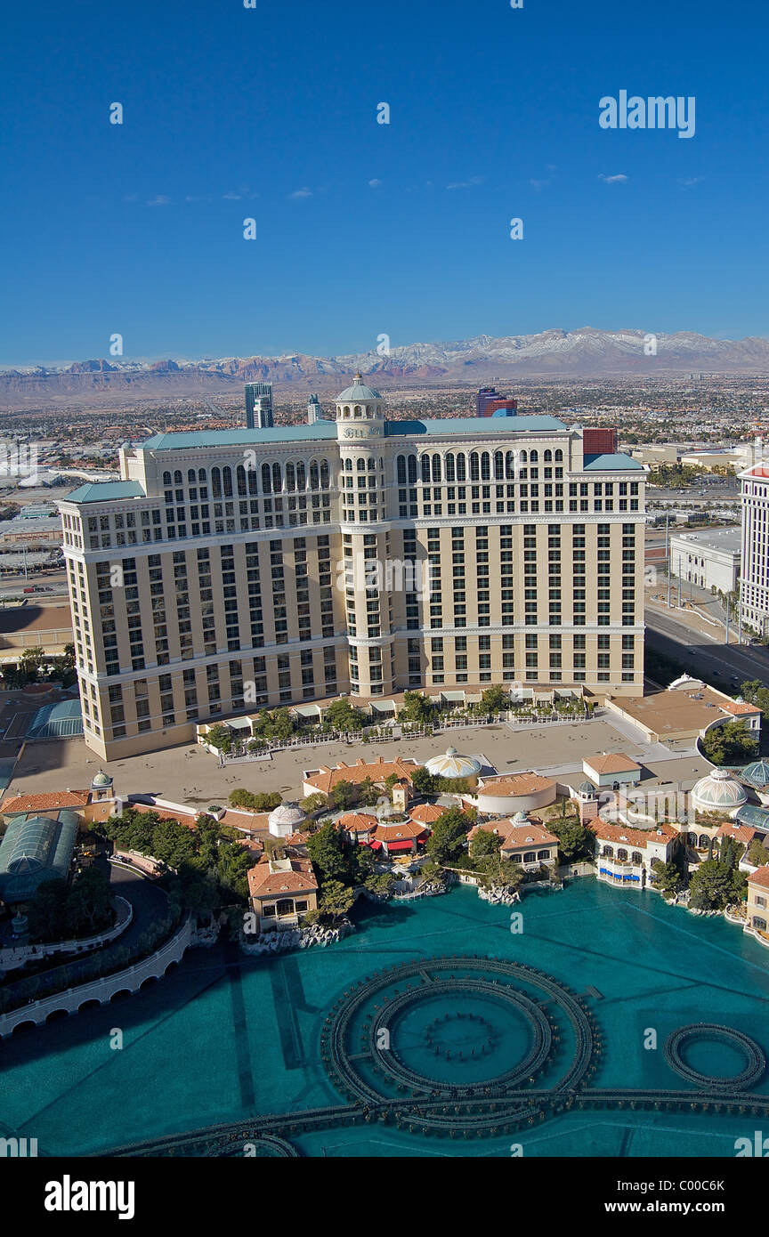 A view of the Bellagio Hotel and the Bellagio's fountain machinery from
