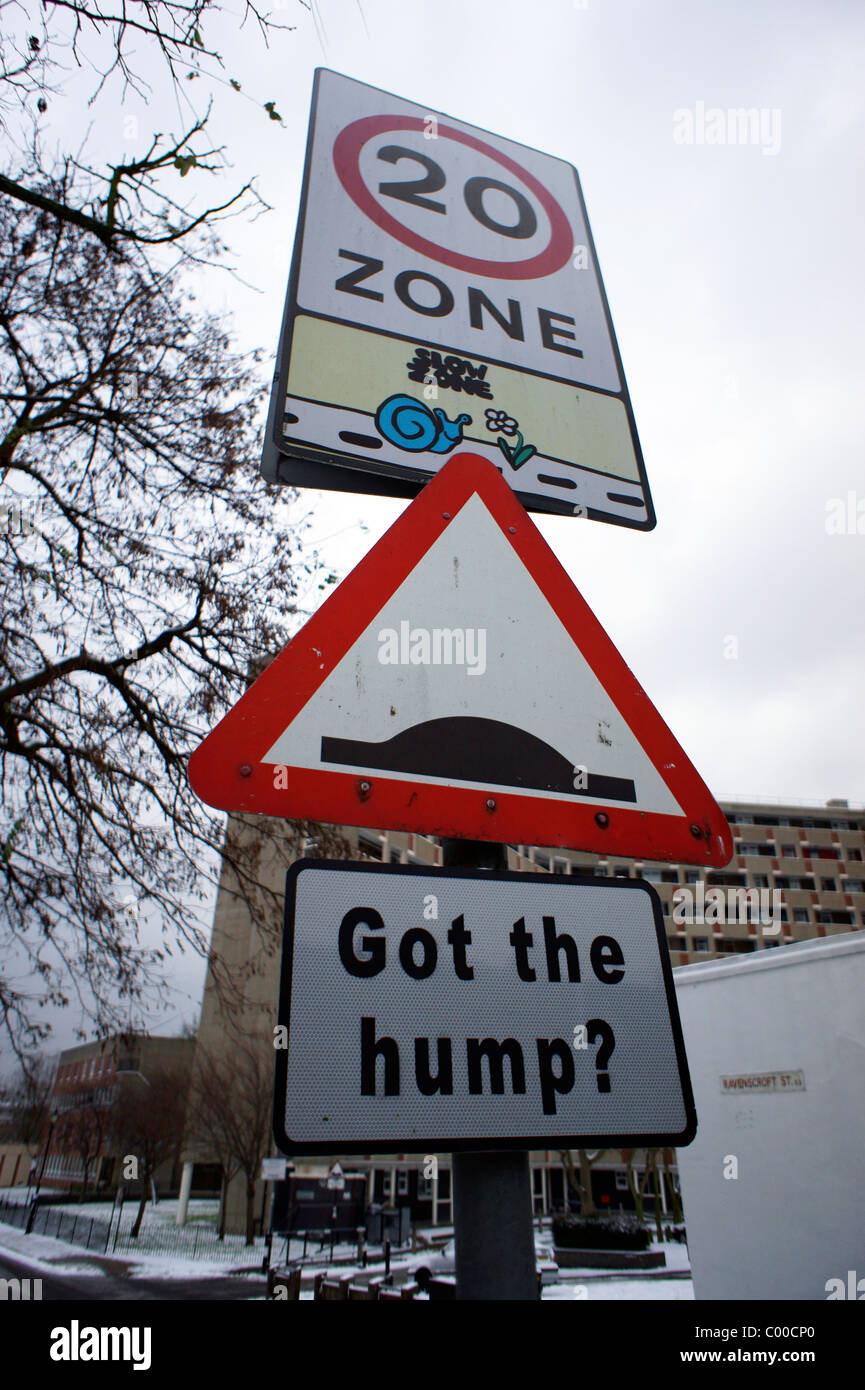 traffic road signs in london uk Stock Photo