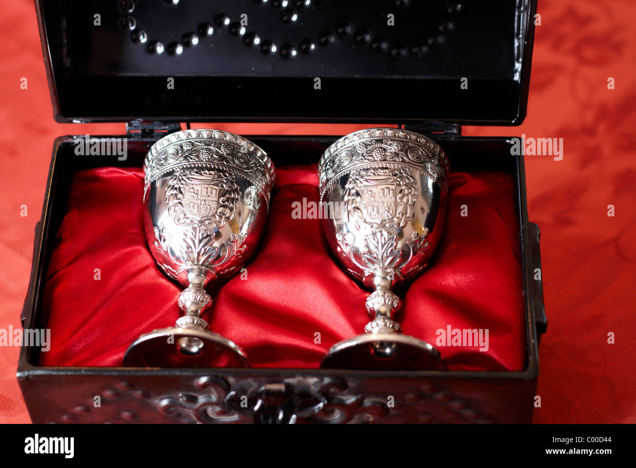 silver wine goblets Stock Photo Alamy