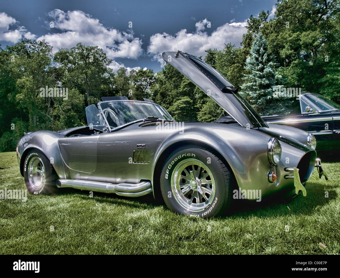 Concours d'Elegance is held at Oakland University's Meadow Brook Hall in Rochester, Michigan silver Roadster Stock Photo