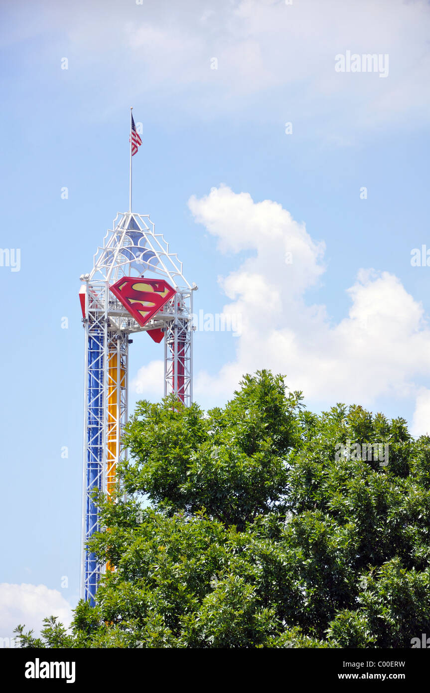 Six Flags Over Texas amusement park, Arlington - Fort Worth, Texas, USA - The original, oldest, Six Flags park Stock Photo