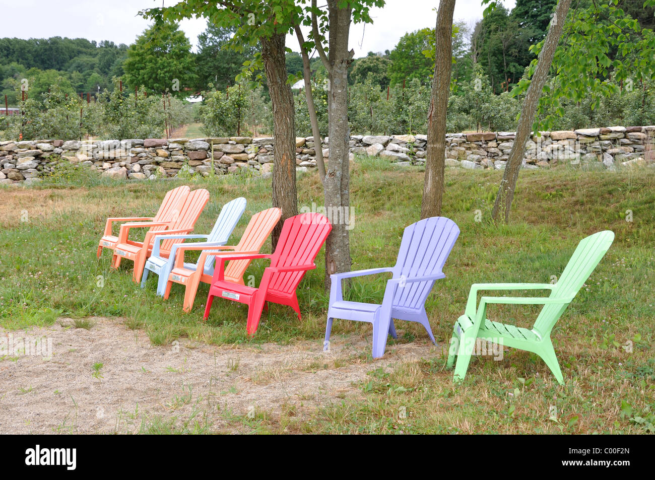 Colorful Chairs On Farm In Wethersfield Connecticut New England