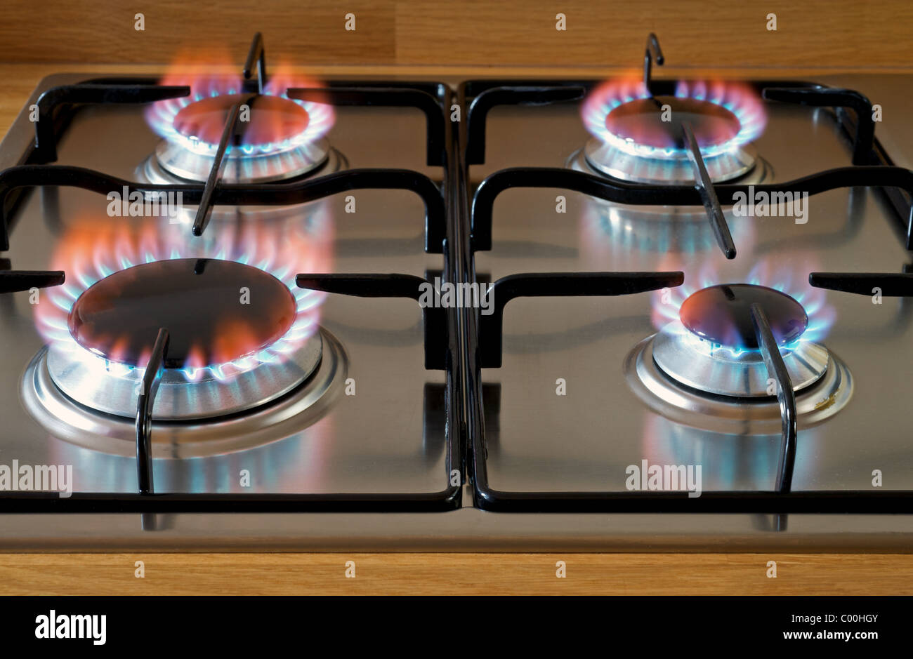 Four ring gas hob Stock Photo Alamy